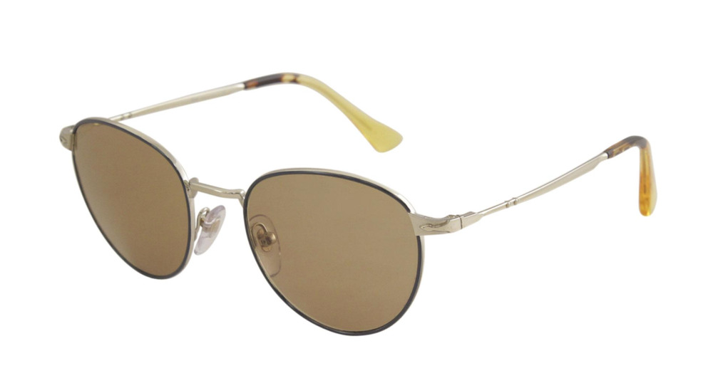 PERSOL Unisex PO2445S PO/2445/S 1084/53 Gold/Blue Fashion Round Sunglasses Mens